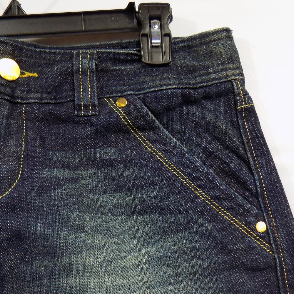 Express Denim Mini Skirt Embellished Pocket Size 8 - Picture 2 of 9
